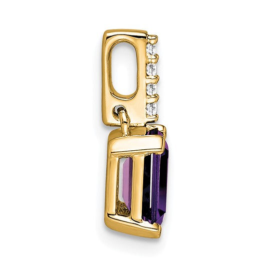 Emerald-Cut Amethyst & Diamond Solitaire Pendant