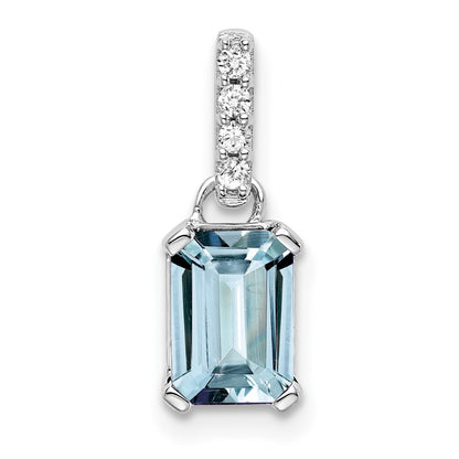 Emerald-Cut Aquamarine & Diamond Solitaire Pendant