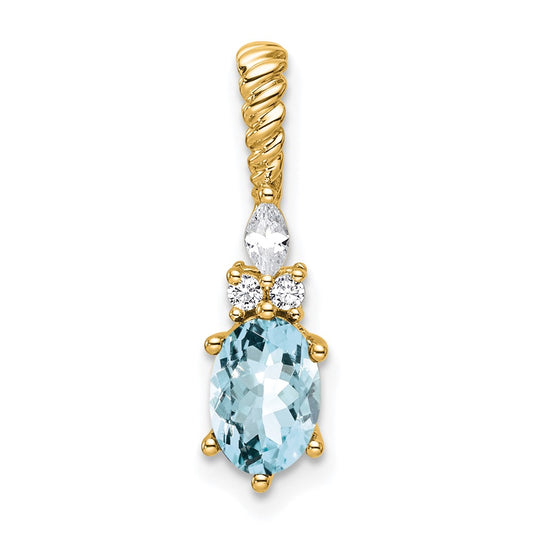 Oval Aquamarine & Diamond Birthstone Pendant Necklace