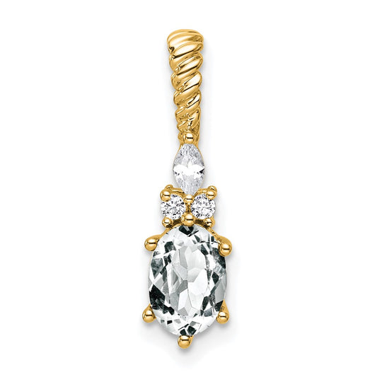 Oval White Topaz & Diamond Birthstone Pendant Necklace