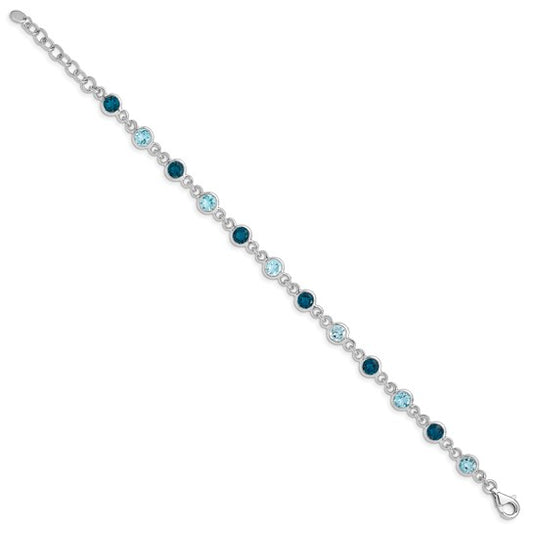 London & Swiss Blue Natural Topaz Sterling Silver Bracelet