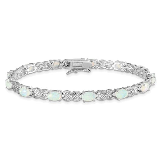 Lab Created Opal Sterling Silver Bracelet