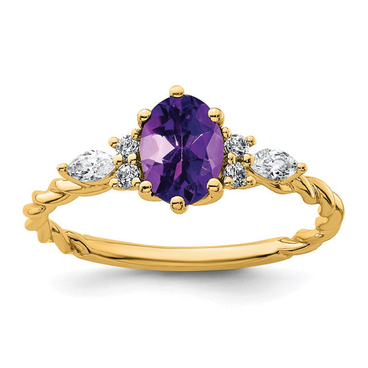 Oval Amethyst Diamond Cluster Ring