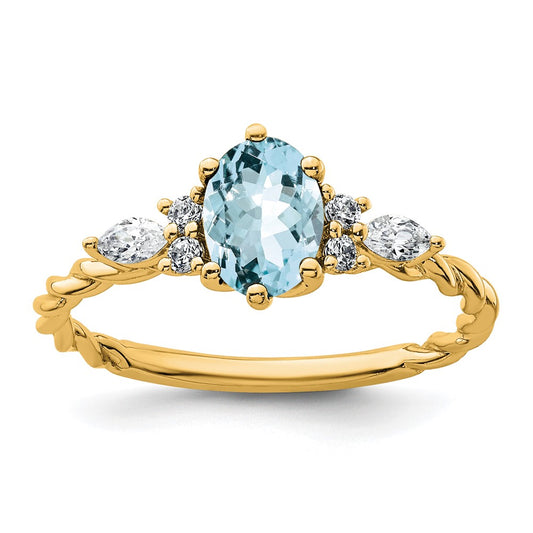 Oval Aquamarine Diamond Cluster Ring