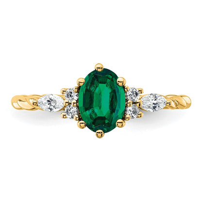 Oval Lab Created Emerald Cluster Ring