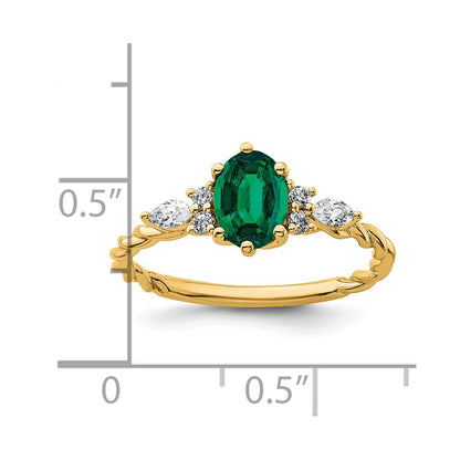 Oval Lab Created Emerald Cluster Ring