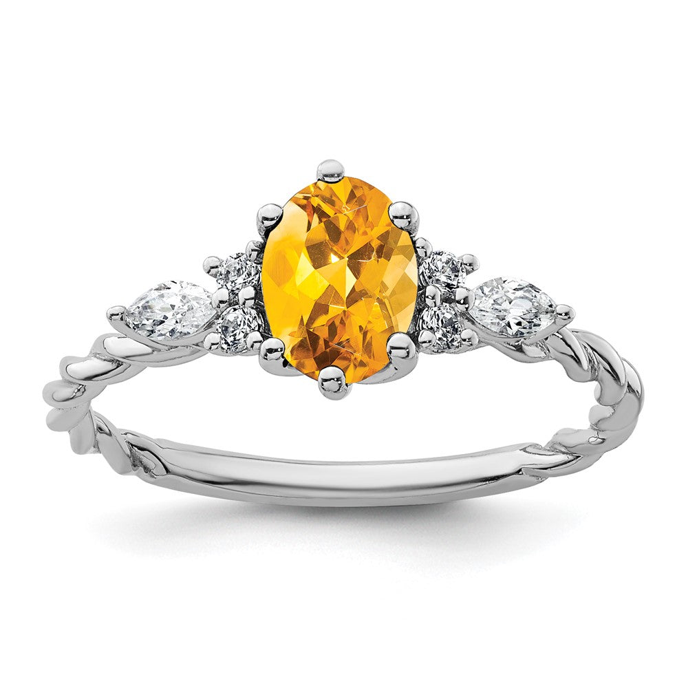 Oval Citrine Diamond Cluster Ring