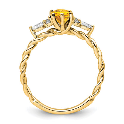 Oval Citrine Diamond Cluster Ring