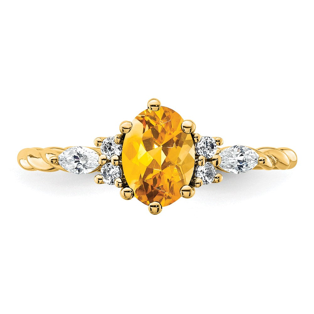 Oval Citrine Diamond Cluster Ring