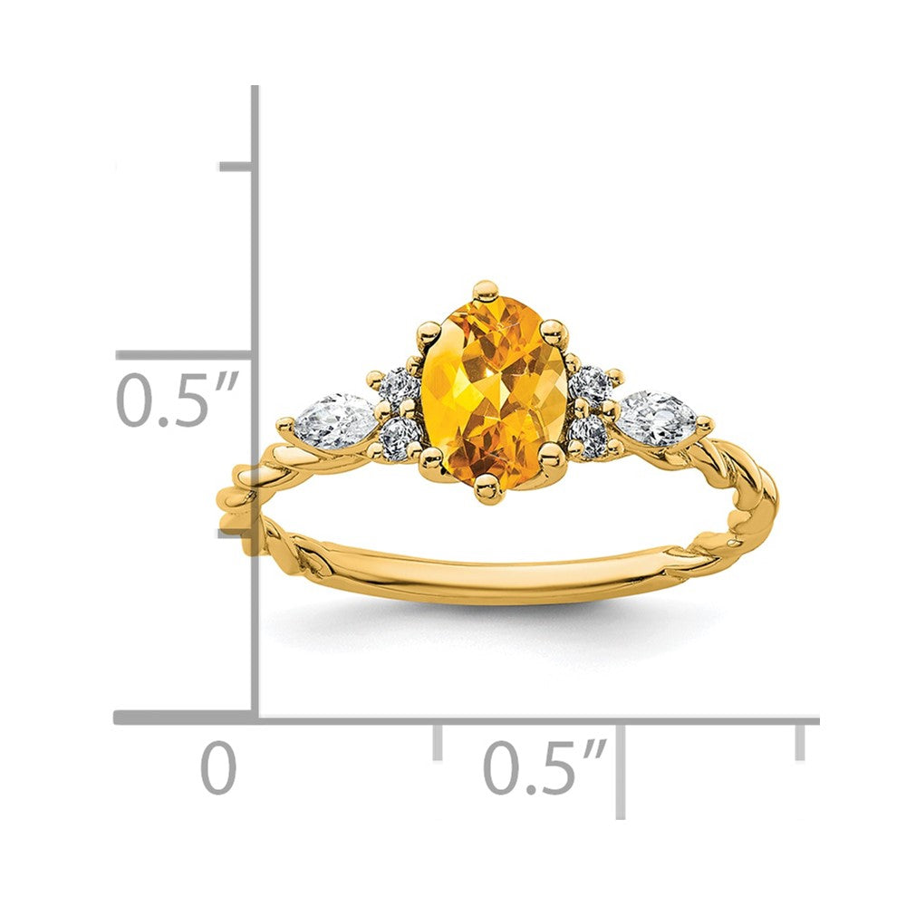 Oval Citrine Diamond Cluster Ring