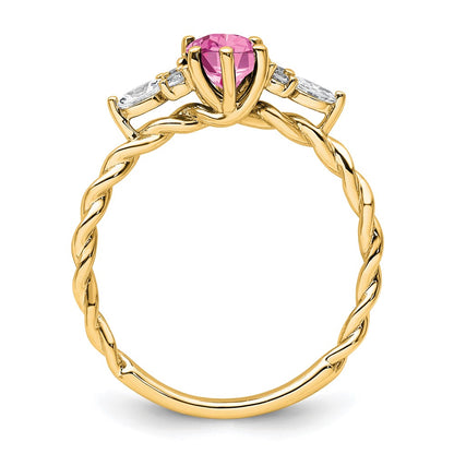 Oval Lab Created Pink Sapphire Cluster Ring