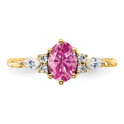 Oval Lab Created Pink Sapphire Cluster Ring