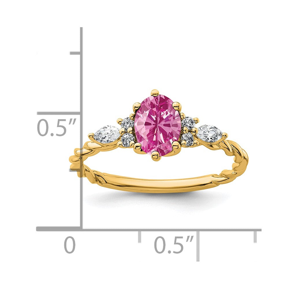 Oval Lab Created Pink Sapphire Cluster Ring