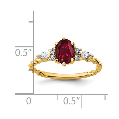 Oval Lab Created Ruby Cluster Ring