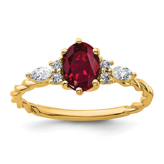 Oval Lab Created Ruby Cluster Ring