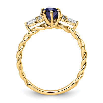 Oval Lab Created Blue Sapphire Cluster Ring