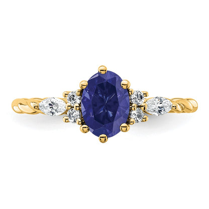 Oval Lab Created Blue Sapphire Cluster Ring