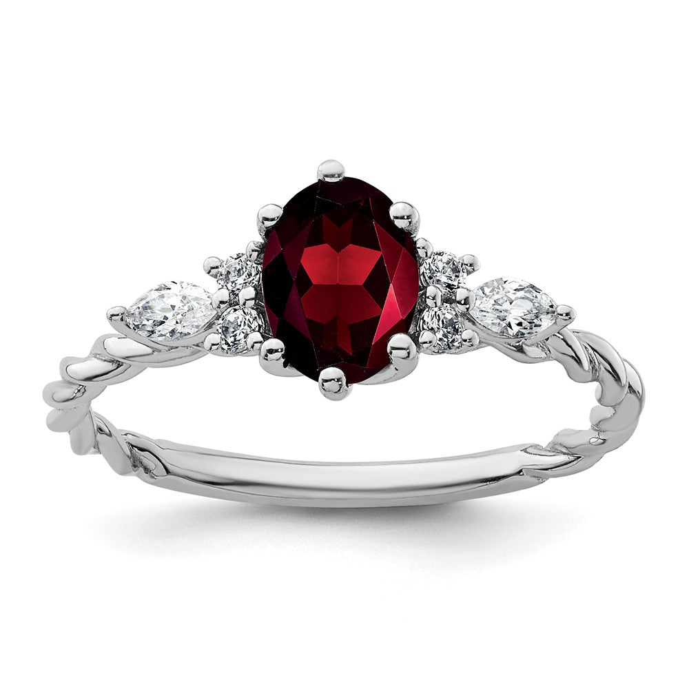 Oval Garnet Diamond Cluster Ring