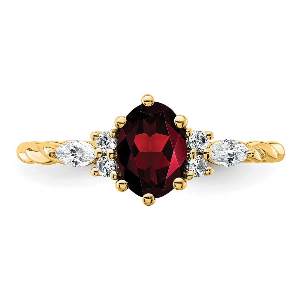 Oval Garnet Diamond Cluster Ring