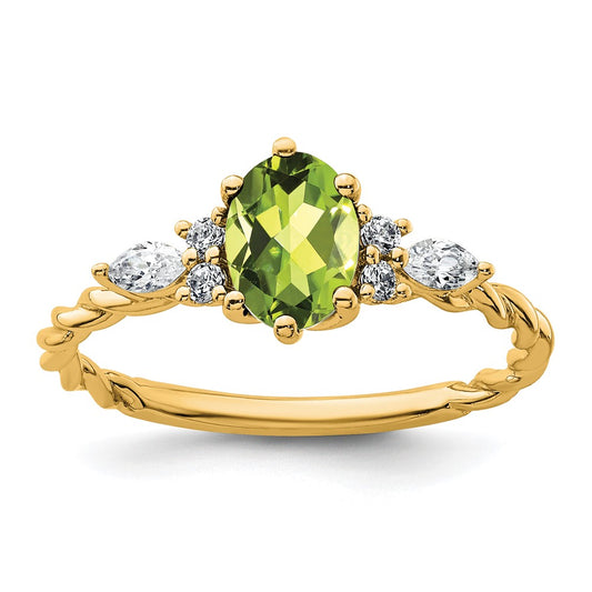 Oval Peridot Diamond Cluster Ring