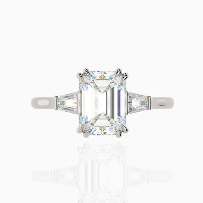 Emerald Cut & Tapered Baguette Moissanite Engagement Ring 3.50ct.tw