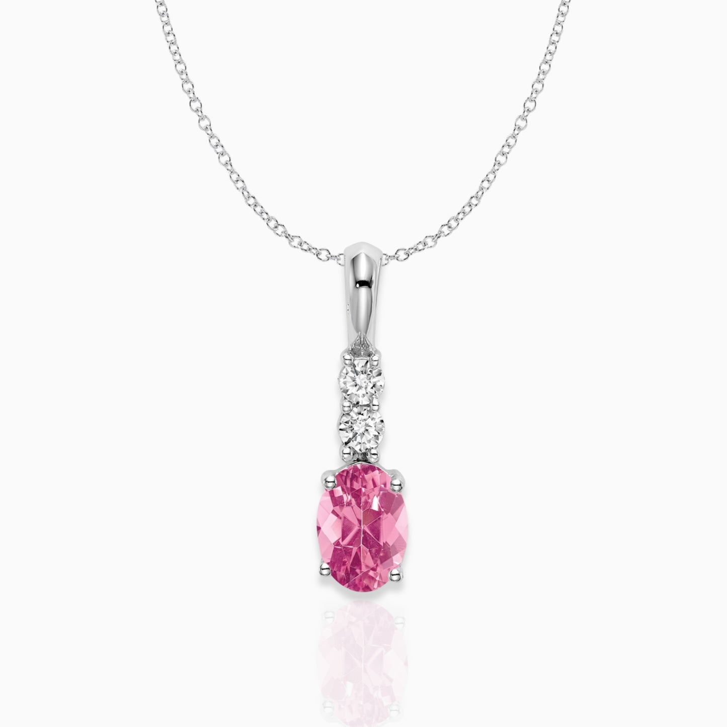 Oval Pink Tourmaline Drop Pendant