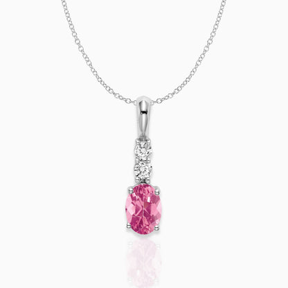 Oval Pink Tourmaline Drop Pendant