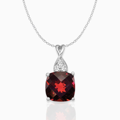 Cushion Garnet January Birthstone Necklace