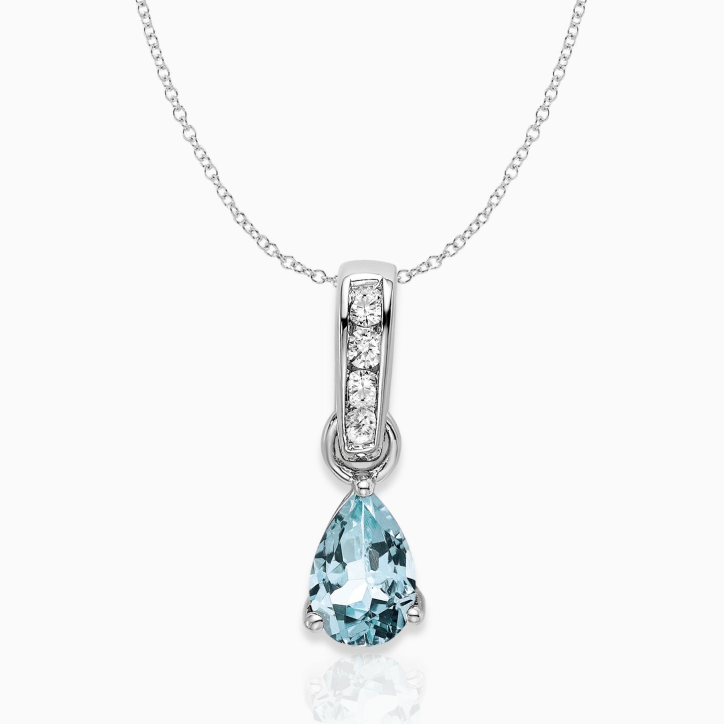 Pear Shaped Aquamarine Drop Pendant Necklace