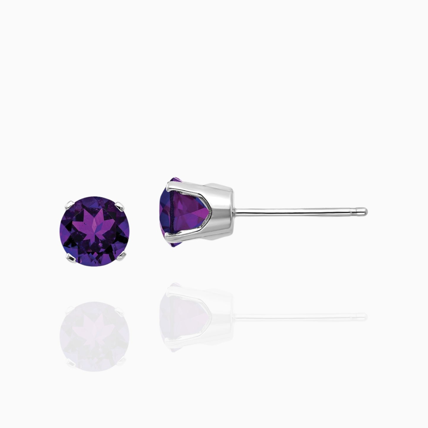 Natural Amethyst 5mm Stud Earrings