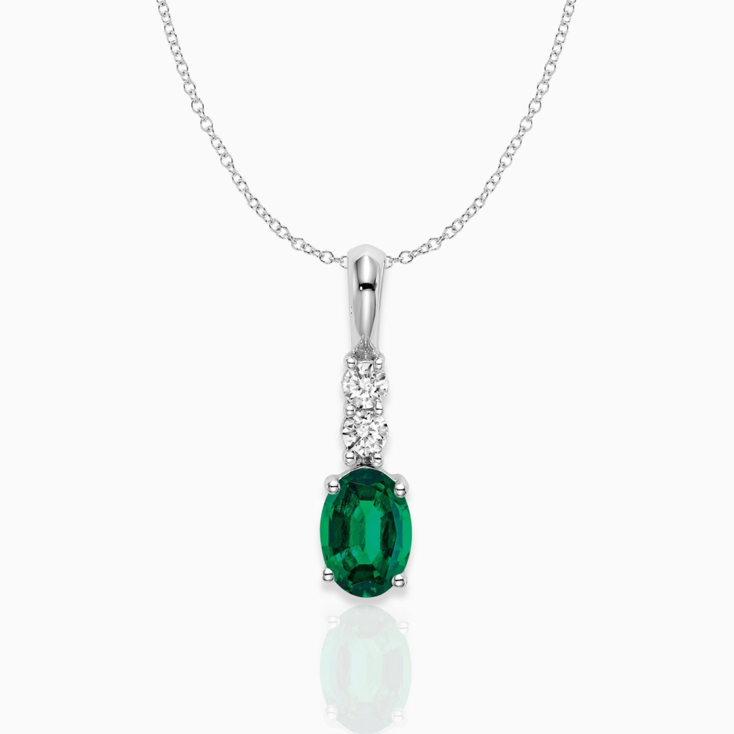 Oval Lab-Created Emerald Drop Pendant