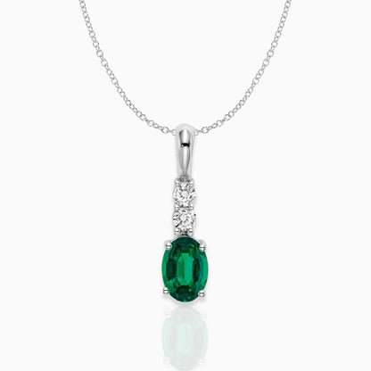 Oval Lab-Created Emerald Drop Pendant