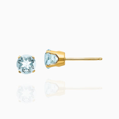 Natural Aquamarine 5mm Stud Earrings