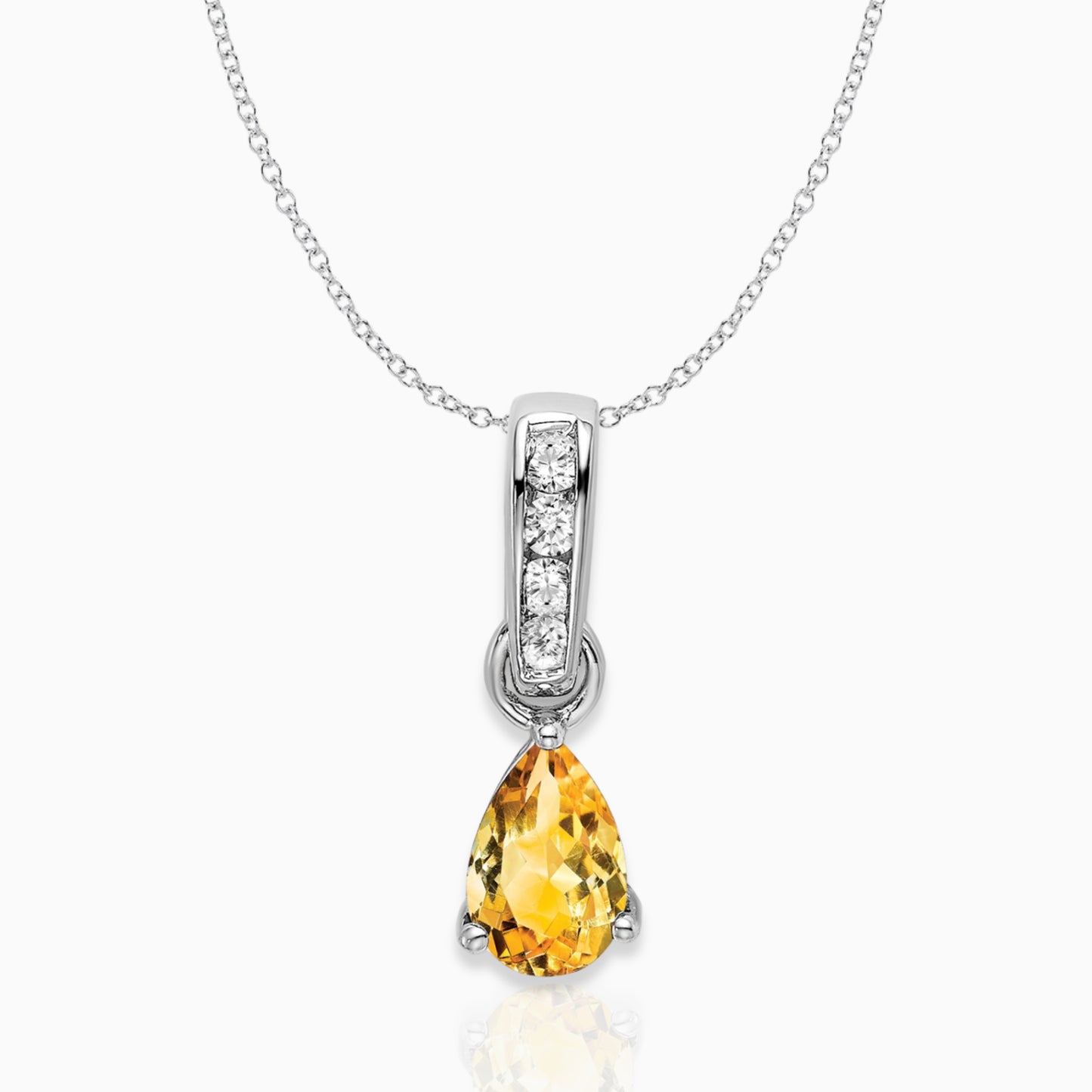 Pear Shaped Citrine Drop Pendant Necklace