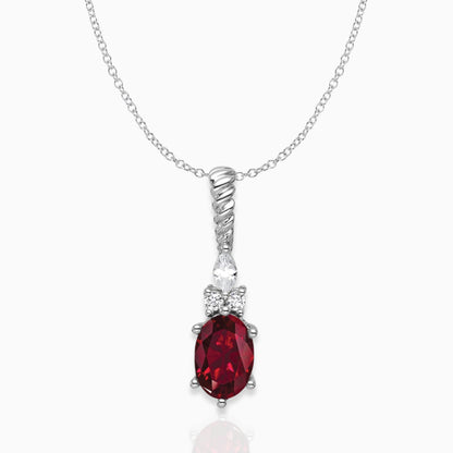 Oval Lab-Created Ruby & Diamond Birthstone Pendant Necklace