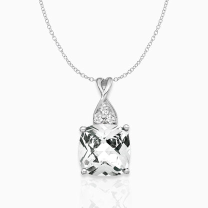 Cushion White Topaz April Birthstone Necklace 14k White Gold Birthstone Karat Designs