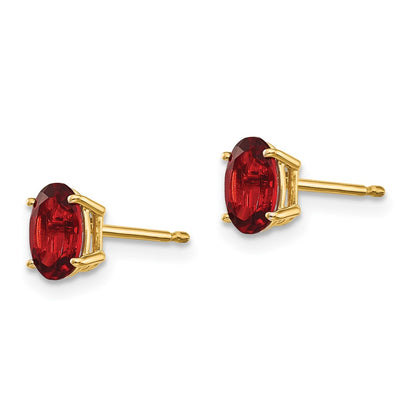 14K Gold Garnet Stud Earrings