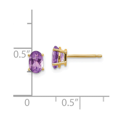 14K Gold Amethyst Stud Earrings