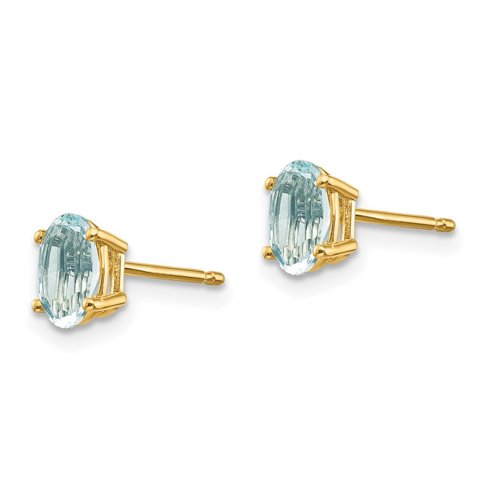 14K Gold Aquamarine Stud Earrings