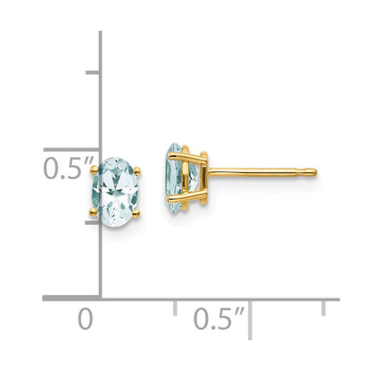 14K Gold Aquamarine Stud Earrings