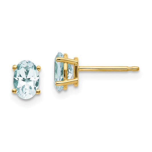 14K Gold Aquamarine Stud Earrings