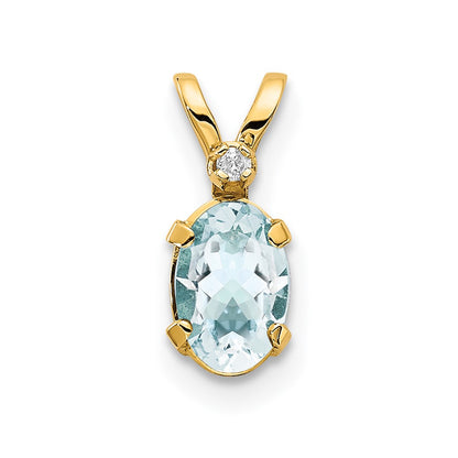 Oval Aquamarine Solitaire Pendant Necklace