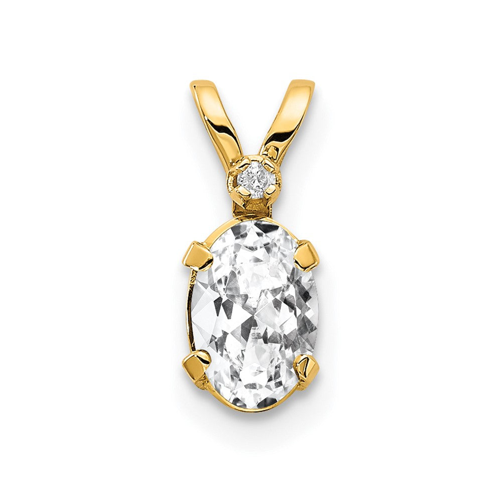 Oval White Topaz Solitaire Pendant Necklace