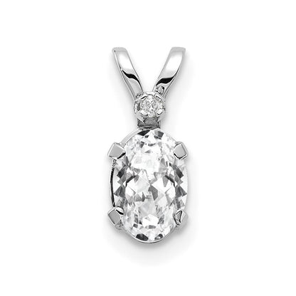 Oval White Topaz Solitaire Pendant Necklace