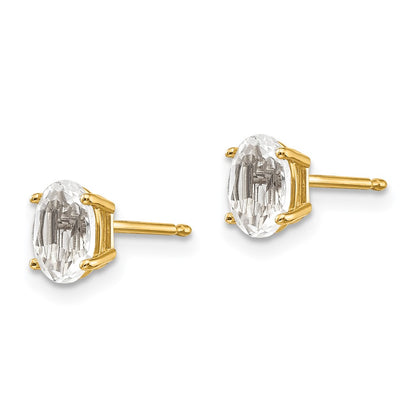 14K Gold White Topaz Stud Earrings