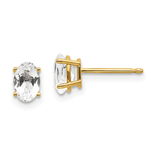 14K Gold White Topaz Stud Earrings