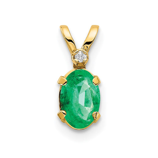 Oval Emerald Solitaire Pendant Necklace