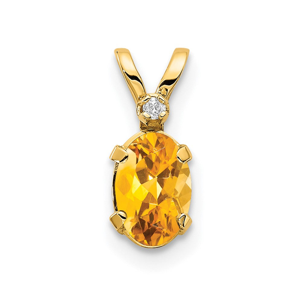 Oval Citrine Solitaire Pendant Necklace