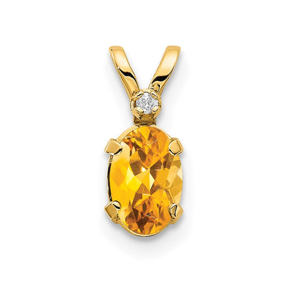 Oval Citrine Solitaire Pendant Necklace