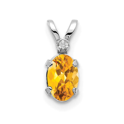 Oval Citrine Solitaire Pendant Necklace